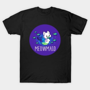 Meowmaid! Cute Funny Cat Kitten Mermaid Lover Sarcastic Humor Quote animal Lover Artwork T-Shirt